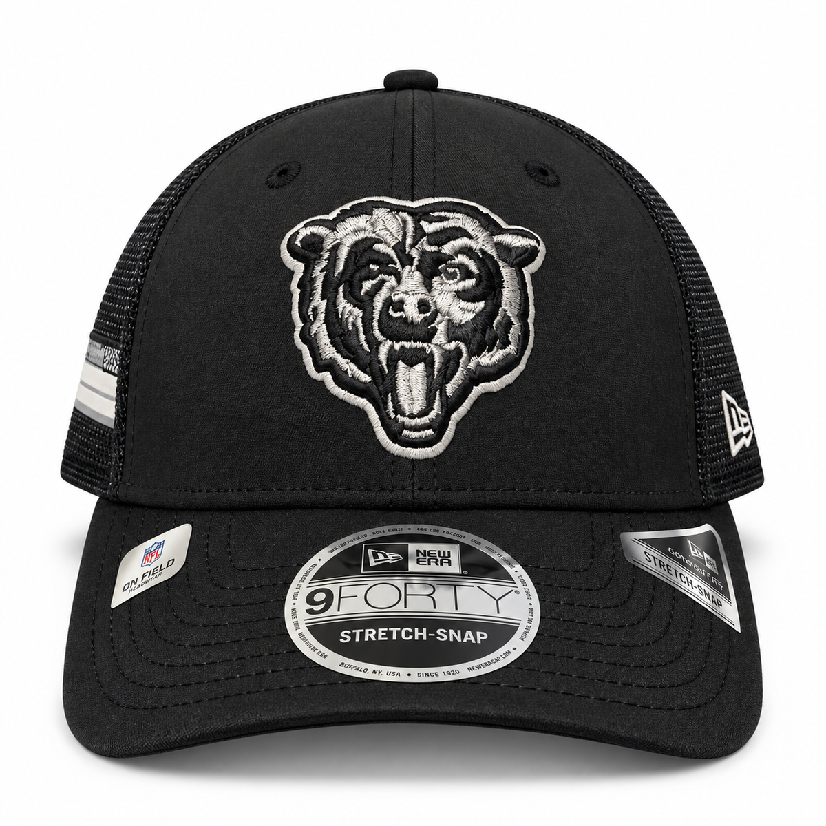 Chicago Bears New Era 2026 Salute To Service 9FORTY Bearhead Logo Stretch-Snap Hat - Black product image 2, provided for