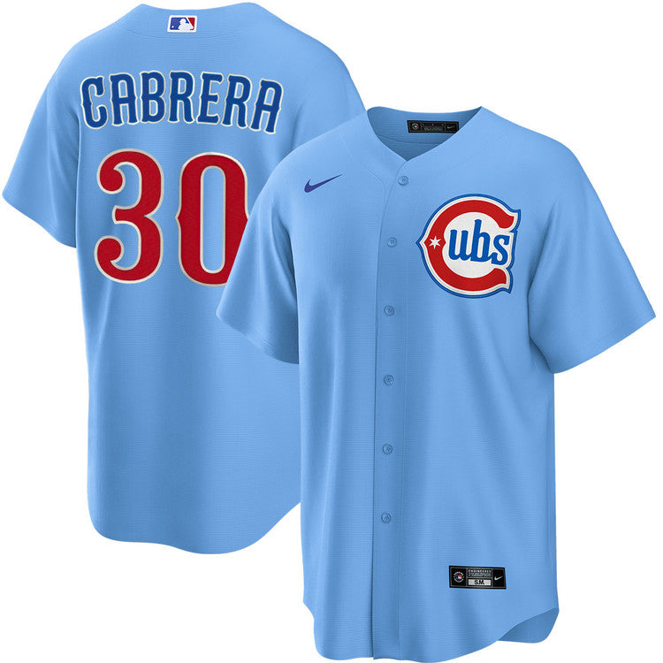 NIKE Men Chicago Cubs Edward Cabrera #30 Light Blue 2nd Alternate Replica Jersey product image 1, provided for visual