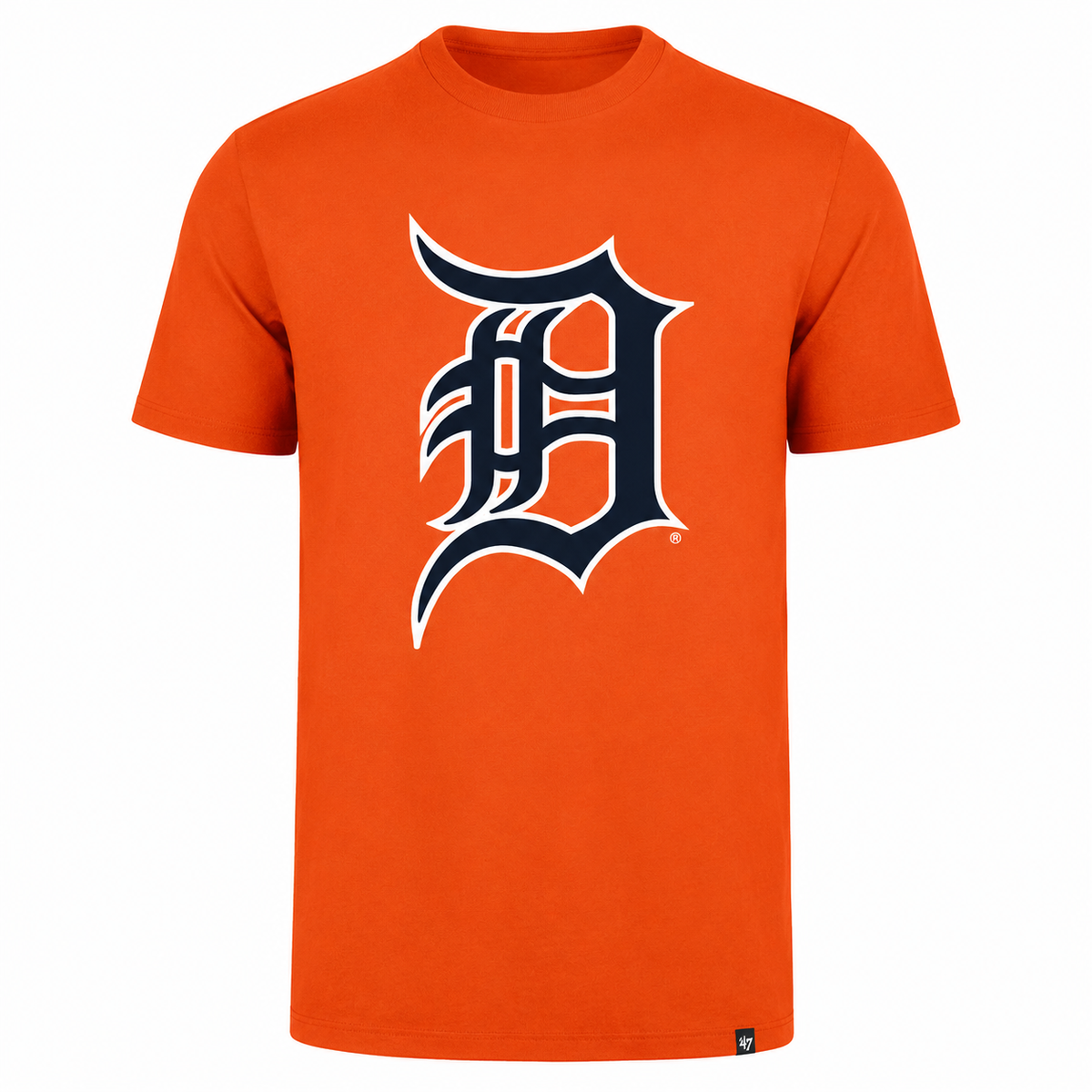 '47 Brand Men Detroit Tigers Orange Primary Logo Club T-Shirt product image 1, provided for visual reference and product