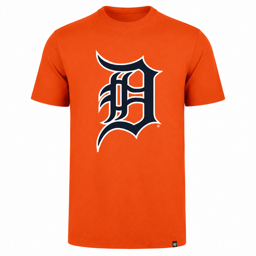 '47 Brand Men Detroit Tigers Orange Primary Logo Club T-Shirt product image 1, provided for visual reference and product