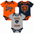 Newborn/Infant Chicago Bears Champ 3-Piece Short Sleeve Creeper Set product image 1, provided for visual reference and