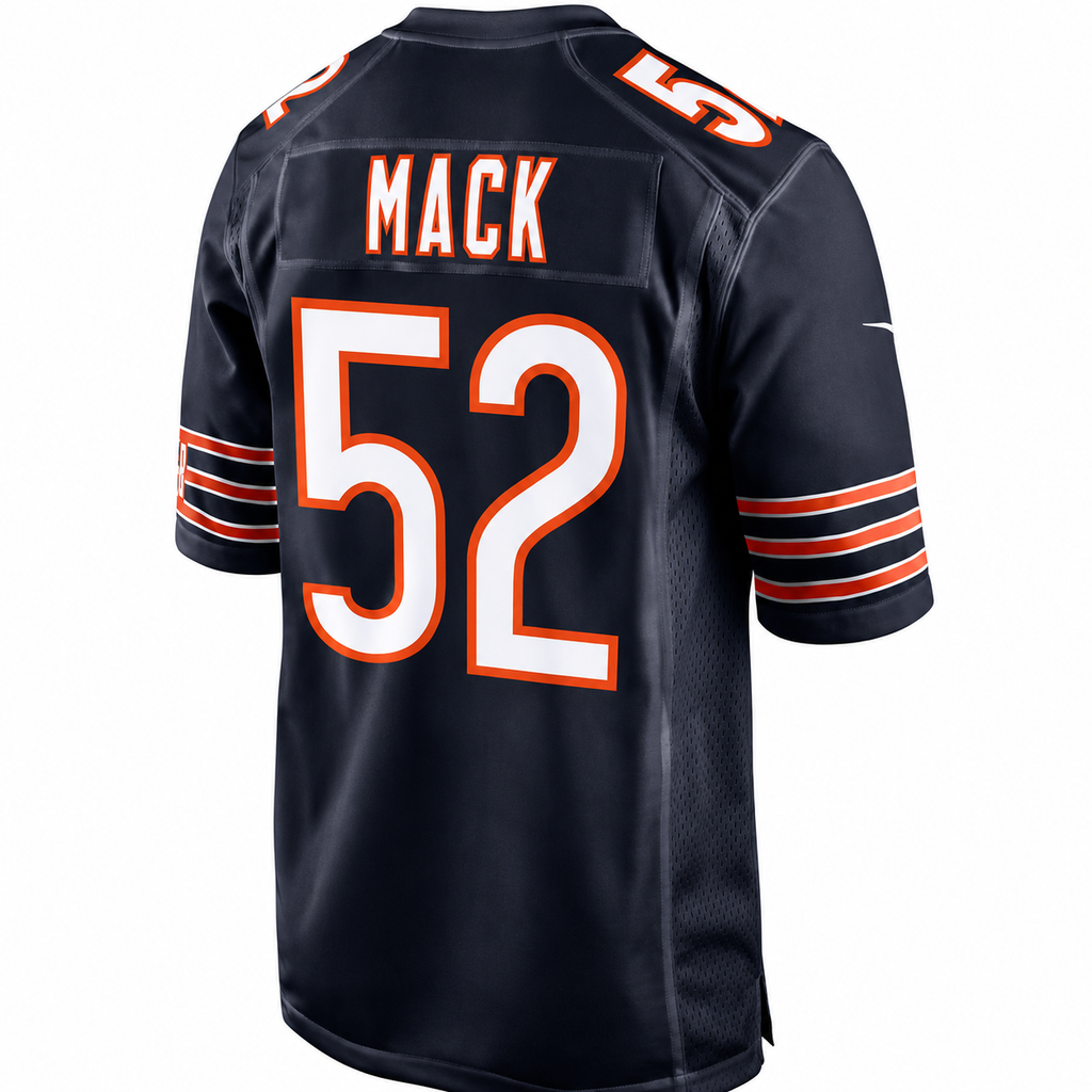 Chicago Bears Khalil Mack Nike Navy 100th Season Game Jersey for Men product image 2, provided for visual reference and