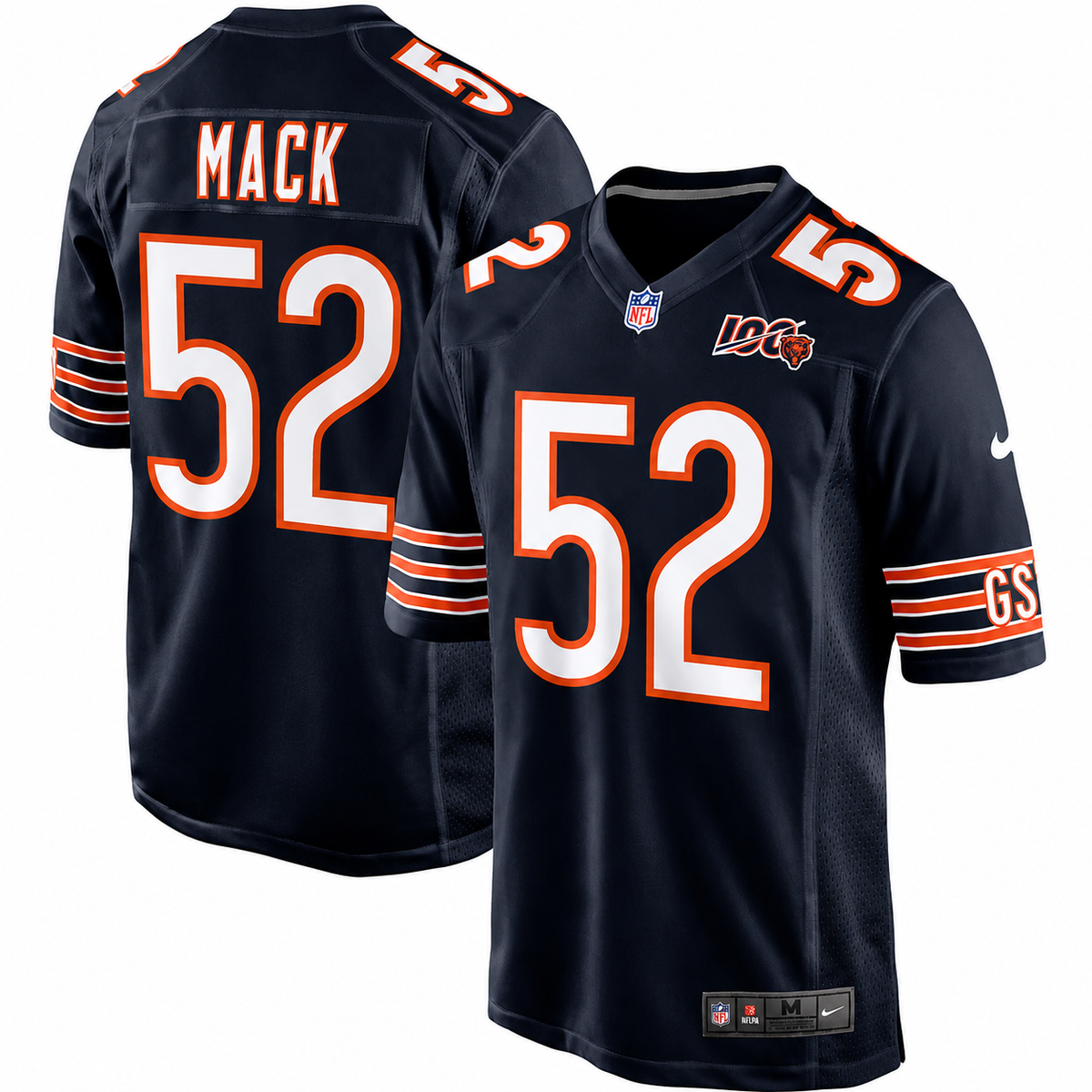 Chicago Bears Khalil Mack Nike Navy 100th Season Game Jersey for Men product image 1, provided for visual reference and