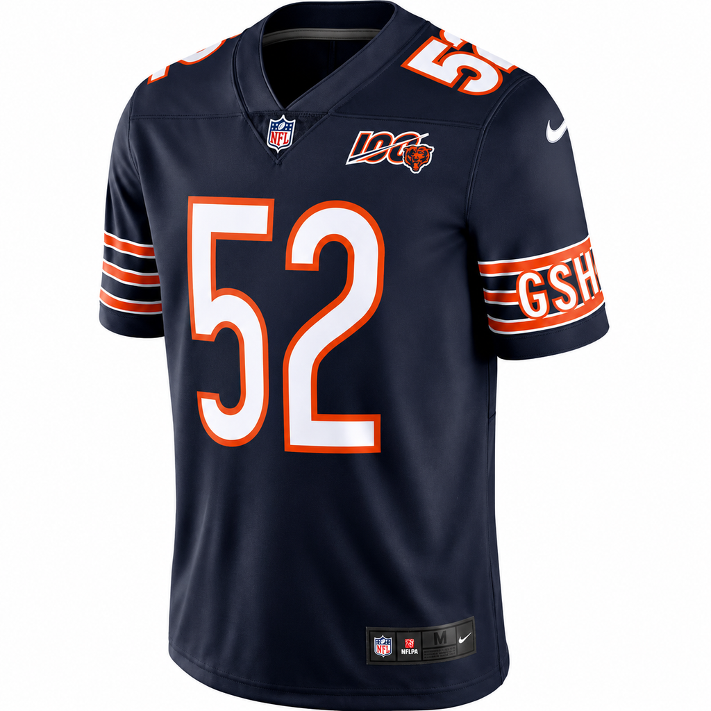 Chicago Bears Khalil Mack Nike Navy NFL 100th Season Limited Jersey for Men product image 3, provided for visual reference
