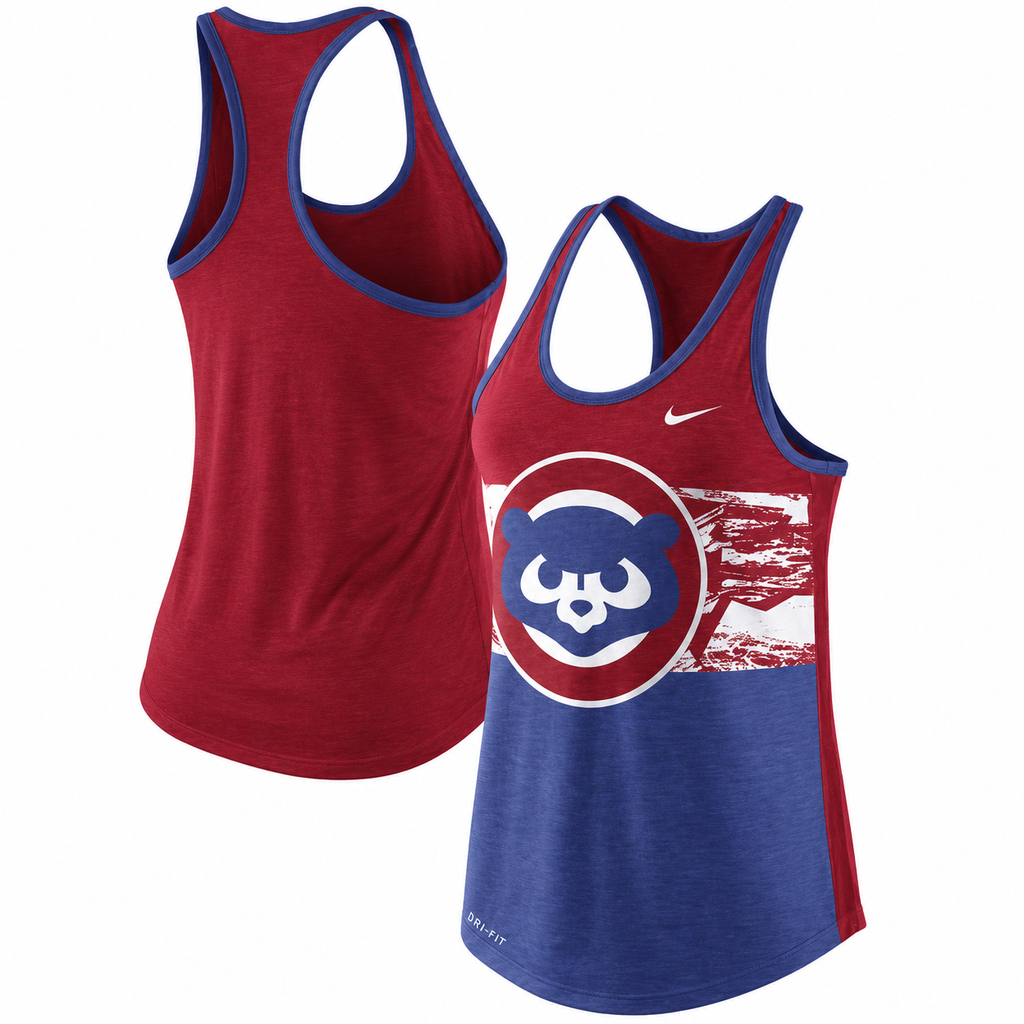 Nike Chicago Cubs Cooperstown Collection Tri-Blend Racerback Performance Tank Top for Women product image 1, provided for
