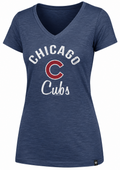 Chicago Cubs Short Sleeve “C” V-Neck Scrum T-Shirt for Women product image 1, provided for visual reference and product
