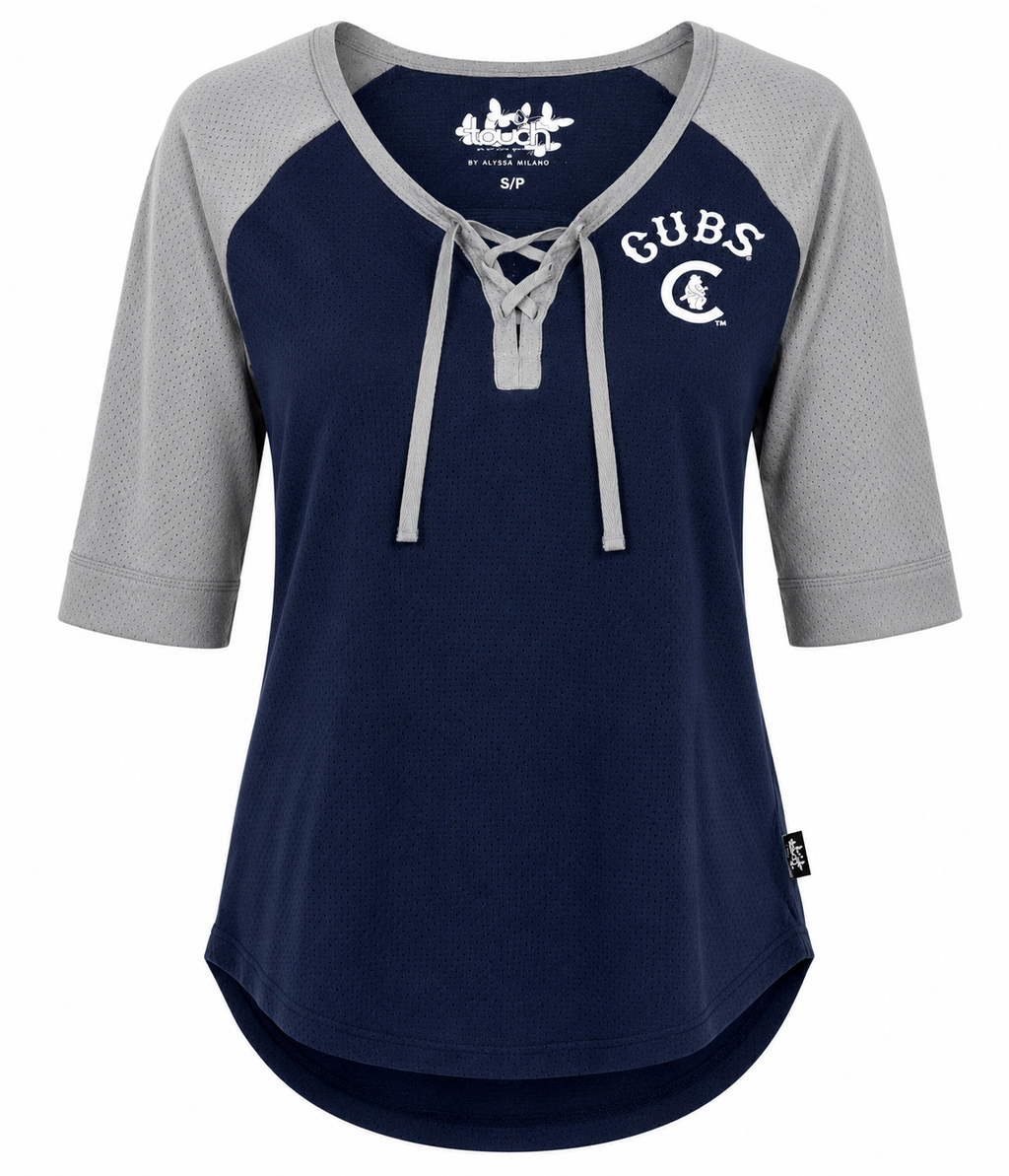 Women’s Chicago Cubs Navy/Gray Perfect Game Top product image 1, provided for visual reference and product detail review