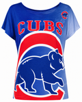 Womens Chicago Cubs Drop Shoulder Dynamic Short Sleeve Top product image 1, provided for visual reference and product detail