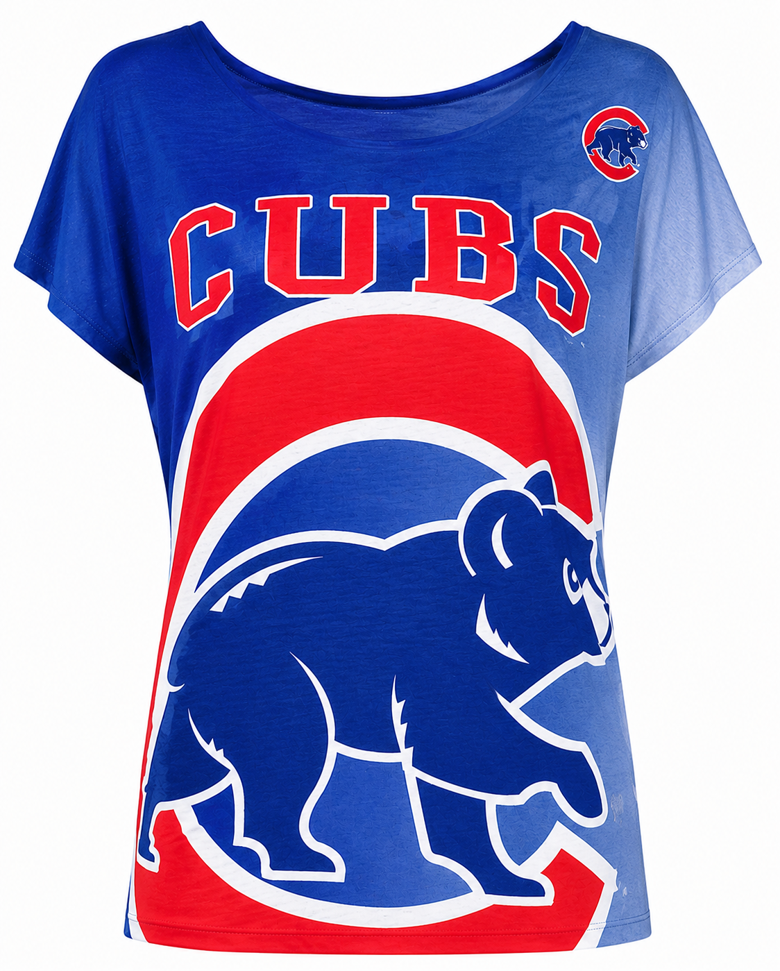 Womens Chicago Cubs Drop Shoulder Dynamic Short Sleeve Top product image 1, provided for visual reference and product detail