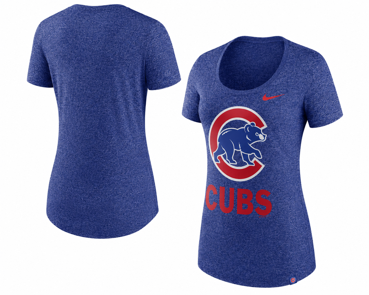 Chicago Cubs Nike Women Marled Boyfriend 1.7 T-Shirt product image 3, provided for visual reference and product detail review
