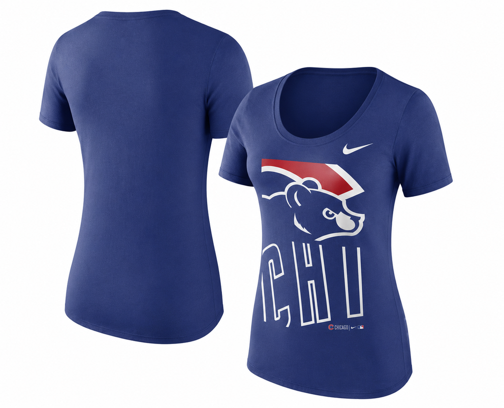 Chicago Cubs Stack 1.7 Royal Blue T-Shirt By Nike for Women product image 2, provided for visual reference and product