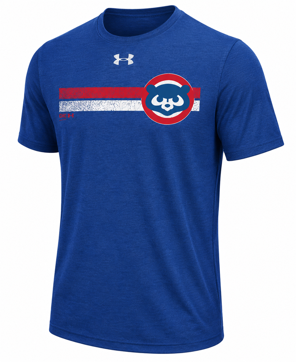 Chicago Cubs Under Armour Cooperstown Collection Heathered Royal Stripe Logo Tri-Blend T-Shirt for Men product image 1,