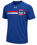 Chicago Cubs Under Armour Cooperstown Collection Heathered Royal Stripe Logo Tri-Blend T-Shirt for Men product image 1,