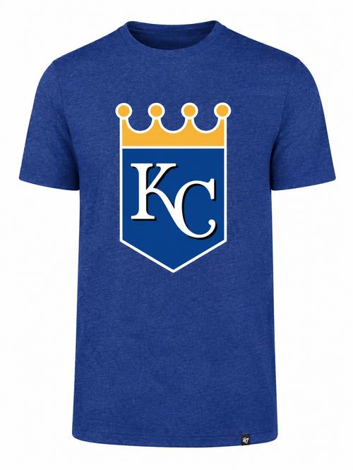 '47 Brand Men Kansas City Royals Blue Primary Logo Club T-Shirt product image 1, provided for visual reference and product
