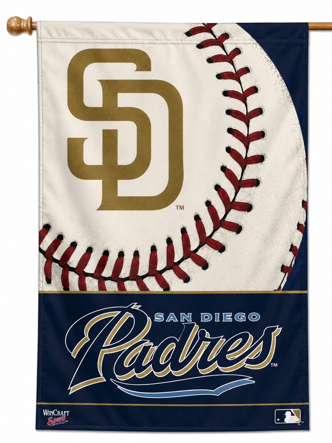 San Diego Padres Team Logo Vertical Flag product image 1, provided for visual reference and product detail review