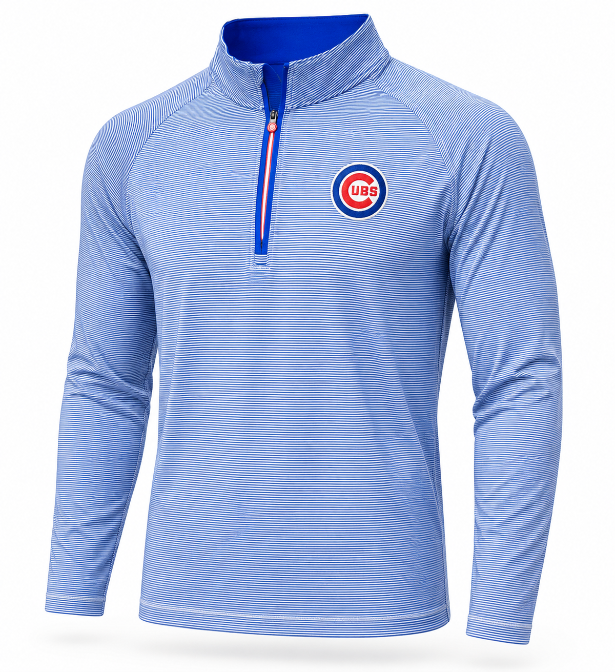 Chicago Cubs Orion 1/4 Zip Royal/White Level Wear Track Jacket for Men product image 1, provided for visual reference and