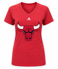 Youth Girls Chicago Bulls V Neck Distressed Logo T-Shirt product image 1, provided for visual reference and product detail