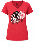 Womens Chicago Bulls Adidas Skyhook V-Neck T-Shirt product image 1, provided for visual reference and product detail review