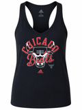 Womens Chicago Bulls Racer Back Transparency V-Neck Tank Top product image 1, provided for visual reference and product