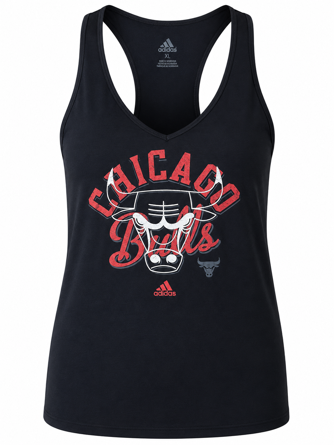 Womens Chicago Bulls Racer Back Transparency V-Neck Tank Top product image 1, provided for visual reference and product