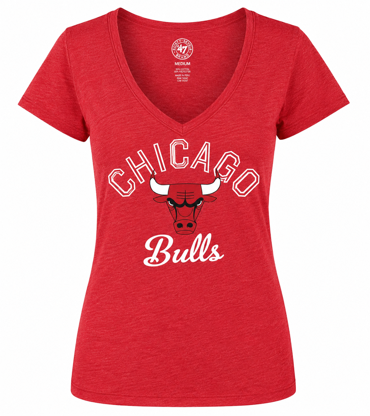 Womens Chicago Bulls Rescue V-Neck Scrum T-Shirt product image 1, provided for visual reference and product detail review