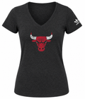 Chicago Bulls Tri Blend Short Sleeve V-neck Big Logo T for Women product image 1, provided for visual reference and product
