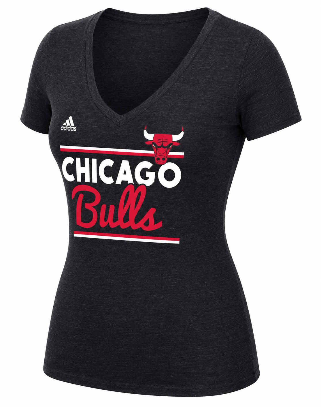 Womens Chicago Bulls Tri Blend V Neck T-Shirt product image 1, provided for visual reference and product detail review