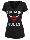 Chicago Bulls Tri Blend Distressed Logo T-Shirt product image 1, provided for visual reference and product detail review