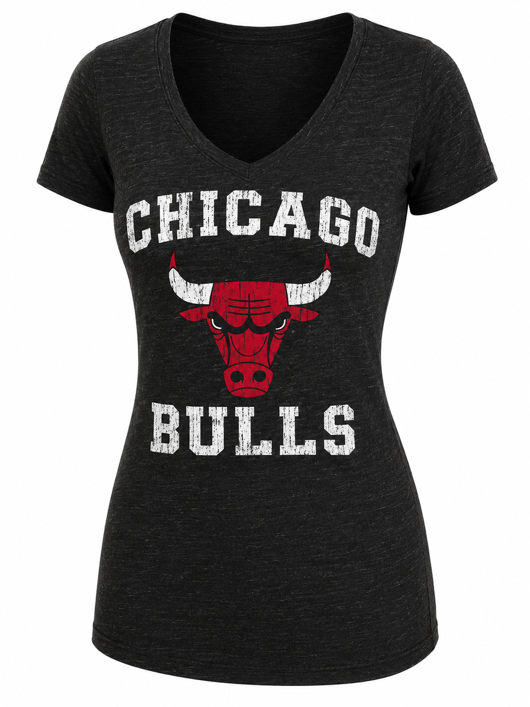 Chicago Bulls Tri Blend Distressed Logo T-Shirt product image 1, provided for visual reference and product detail review