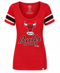 Womens Chicago Bulls Rebound Red Off Campus Scoop Neck T-Shirt product image 1, provided for visual reference and product