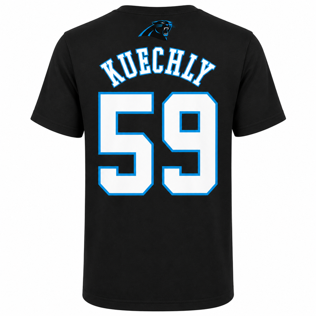 Luke Kuechly Carolina Panthers Youth Mainliner Name and Number T-Shirt product image 1, provided for visual reference and