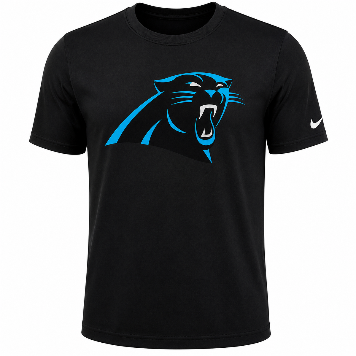 Mens Carolina Panthers Nike Black Essential Logo T-Shirt product image 1, provided for visual reference and product detail