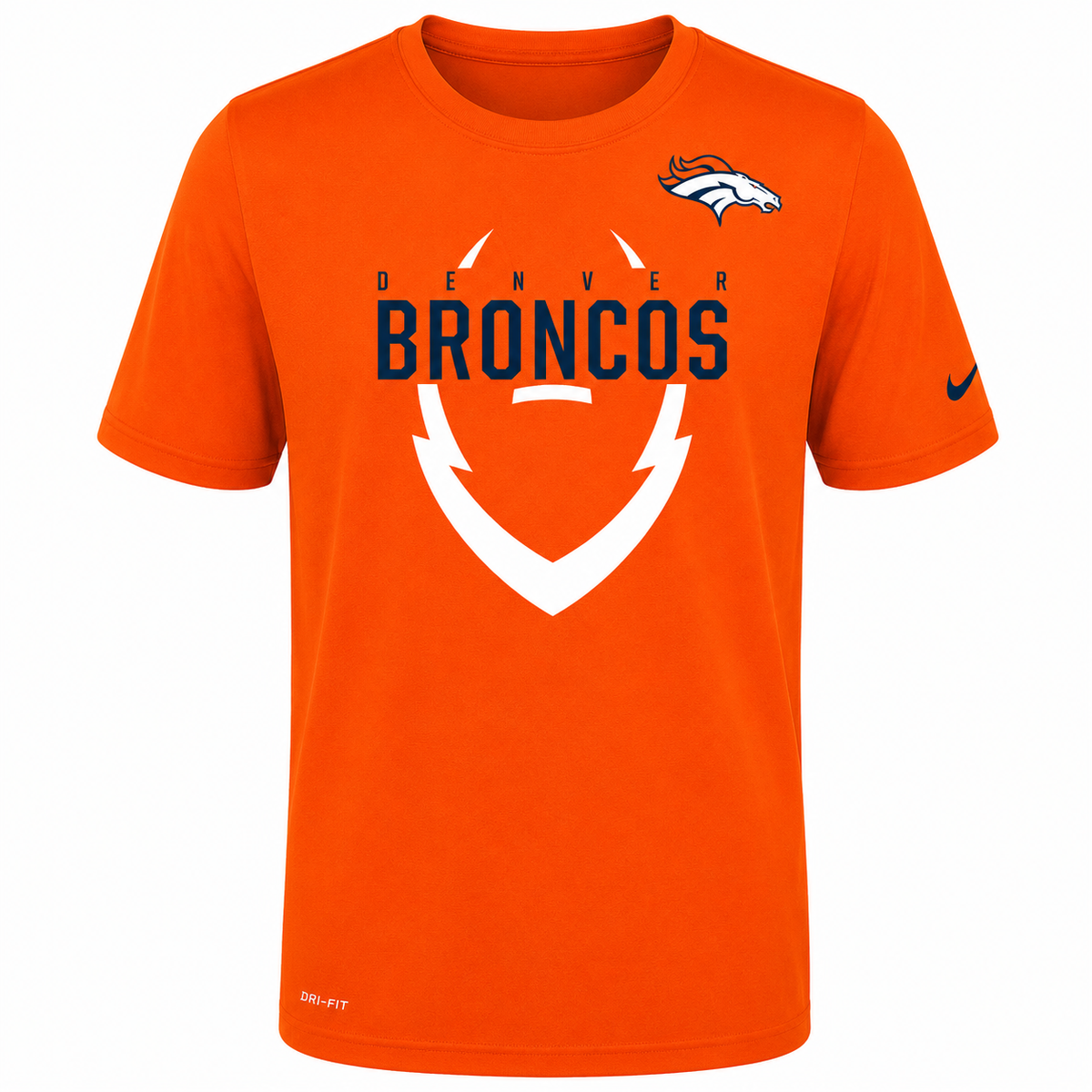 Youth NFL Denver Broncos Nike Dri-Fit Icon Performance T-Shirt- Orange product image 1, provided for visual reference and
