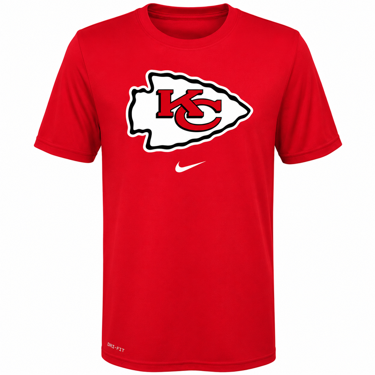 Youth Kansas City Chiefs NIKE Red Essential Logo T-Shirt product image 1, provided for visual reference and product detail