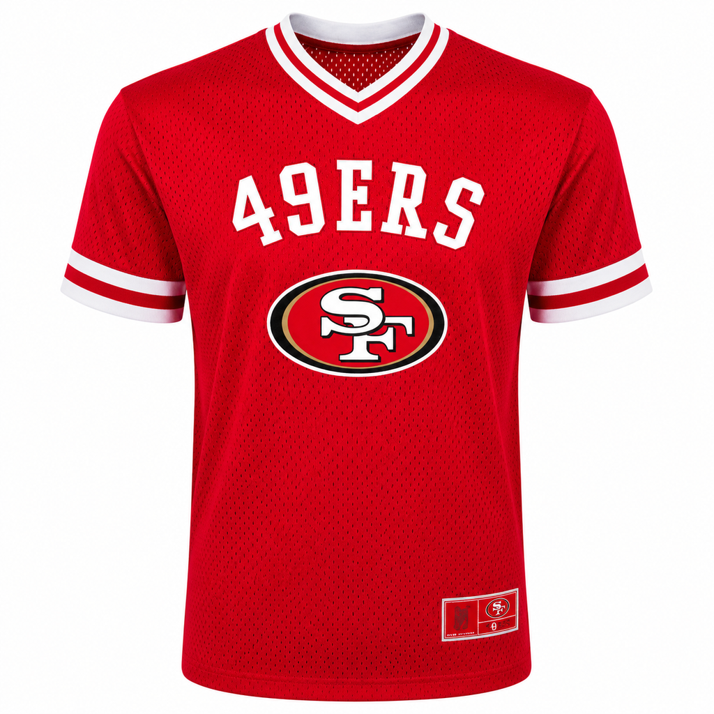 Youth San Francisco 49ers Twill V-Neck Jersey T-Shirt product image 1, provided for visual reference and product detail