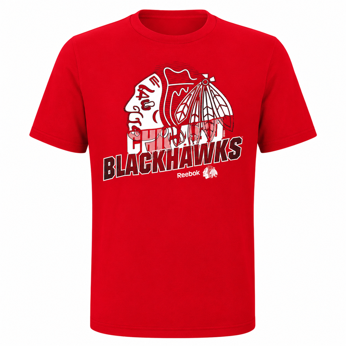 Youth Chicago Blackhawks Tonal Gel Print T-Shirt By Reebok product image 1, provided for visual reference and product detail