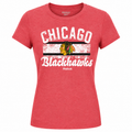 Womens Chicago Blackhawks Reebok Bar Red T-Shirt product image 1, provided for visual reference and product detail review