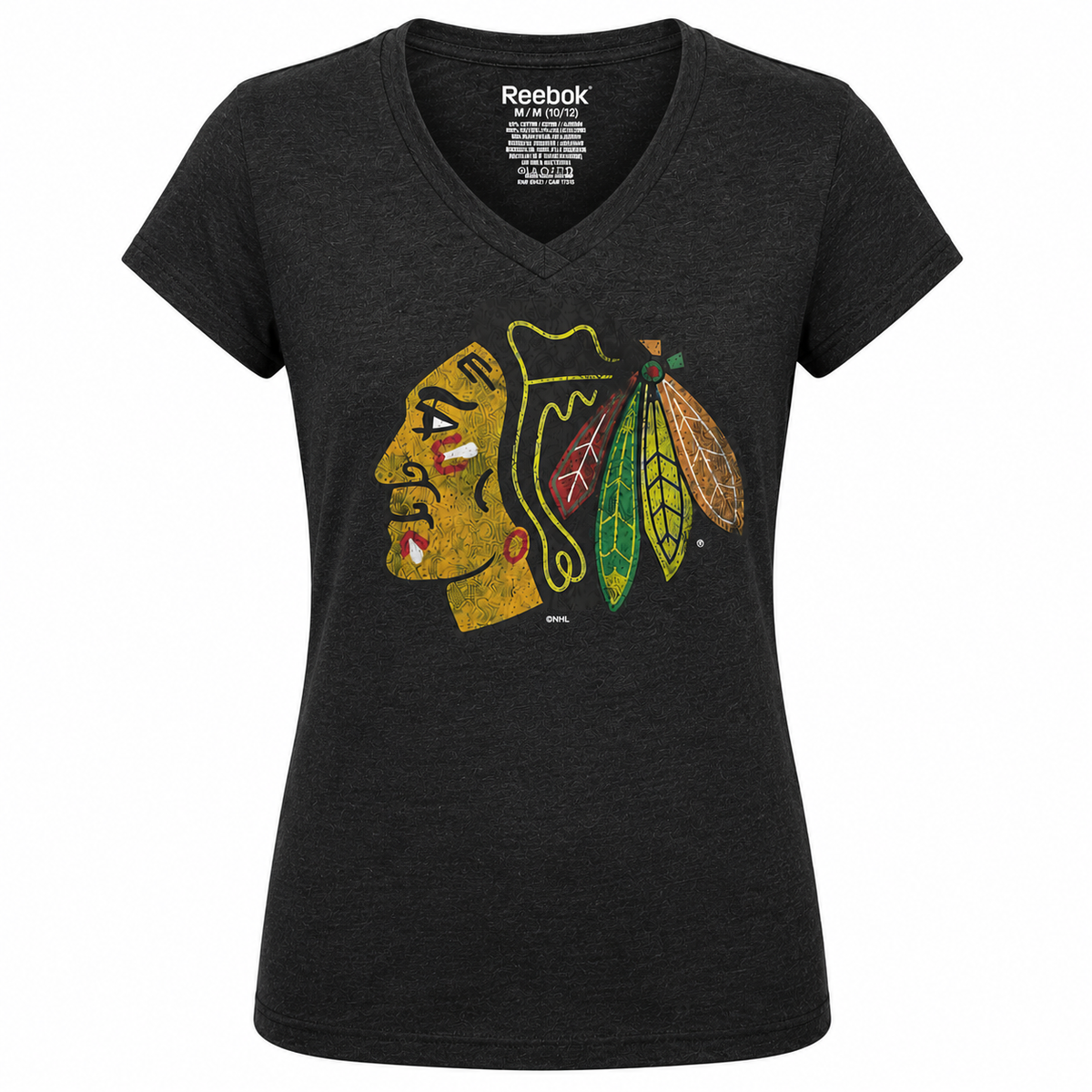 Youth Girls Chicago Blackhawks Distressed Logo S/S T-Shirt By Reebok product image 1, provided for visual reference and
