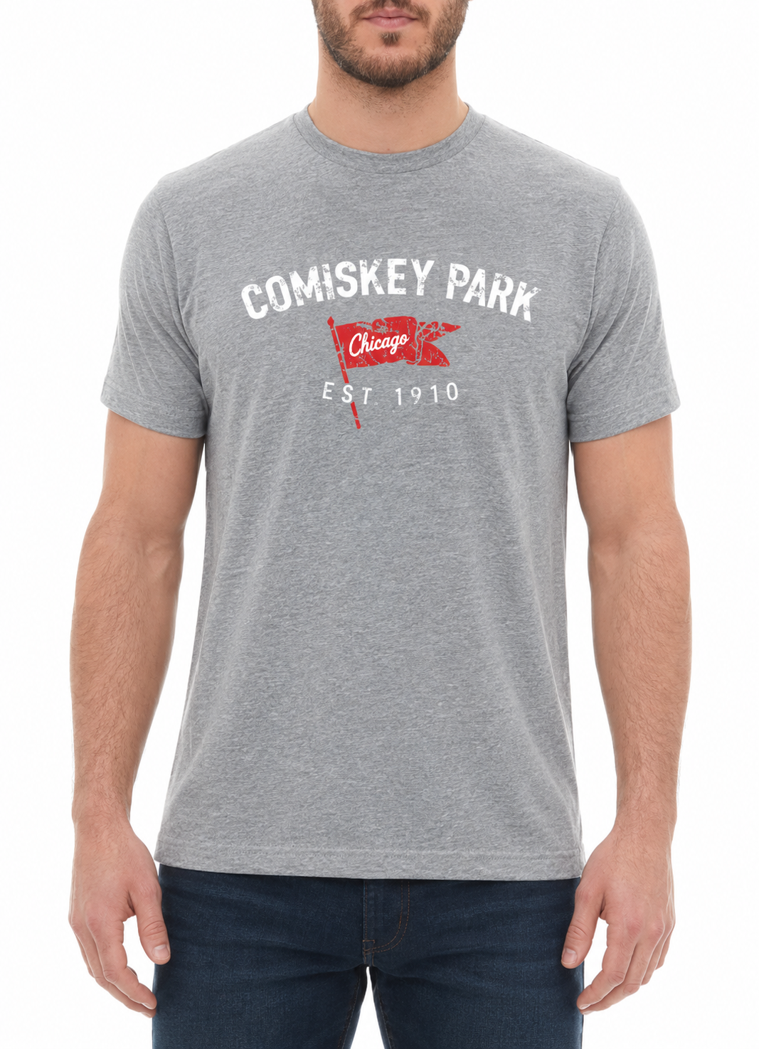 Comiskey Park Brushcraft Est. Flag Short Sleeve T-Shirt-Heather/Gray for Men product image 1, provided for visual reference