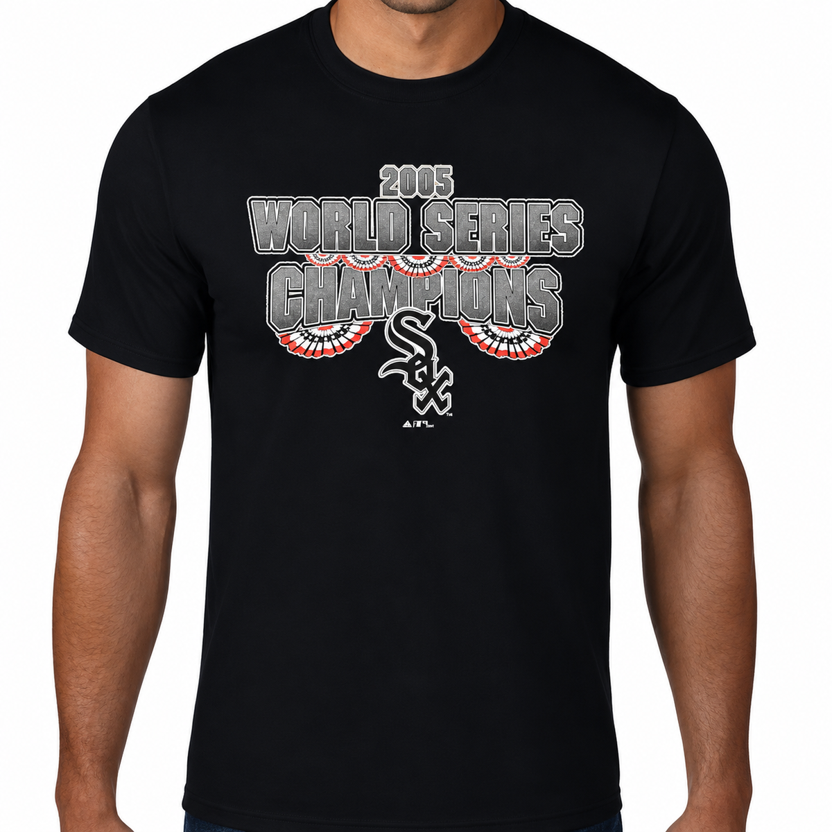 adidas Men Chicago White Sox 2005 World Series Champions Bunting Black T-Shirt product image 1, provided for visual