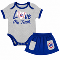 Infant Chicago Cubs Girls Sweet Save Creeper and Skirt Set product image 1, provided for visual reference and product detail