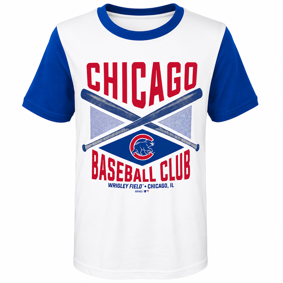 Youth MLB Chicago Cubs Cream/Royal America's Pastime Ringer T-Shirt product image 1, provided for visual reference and