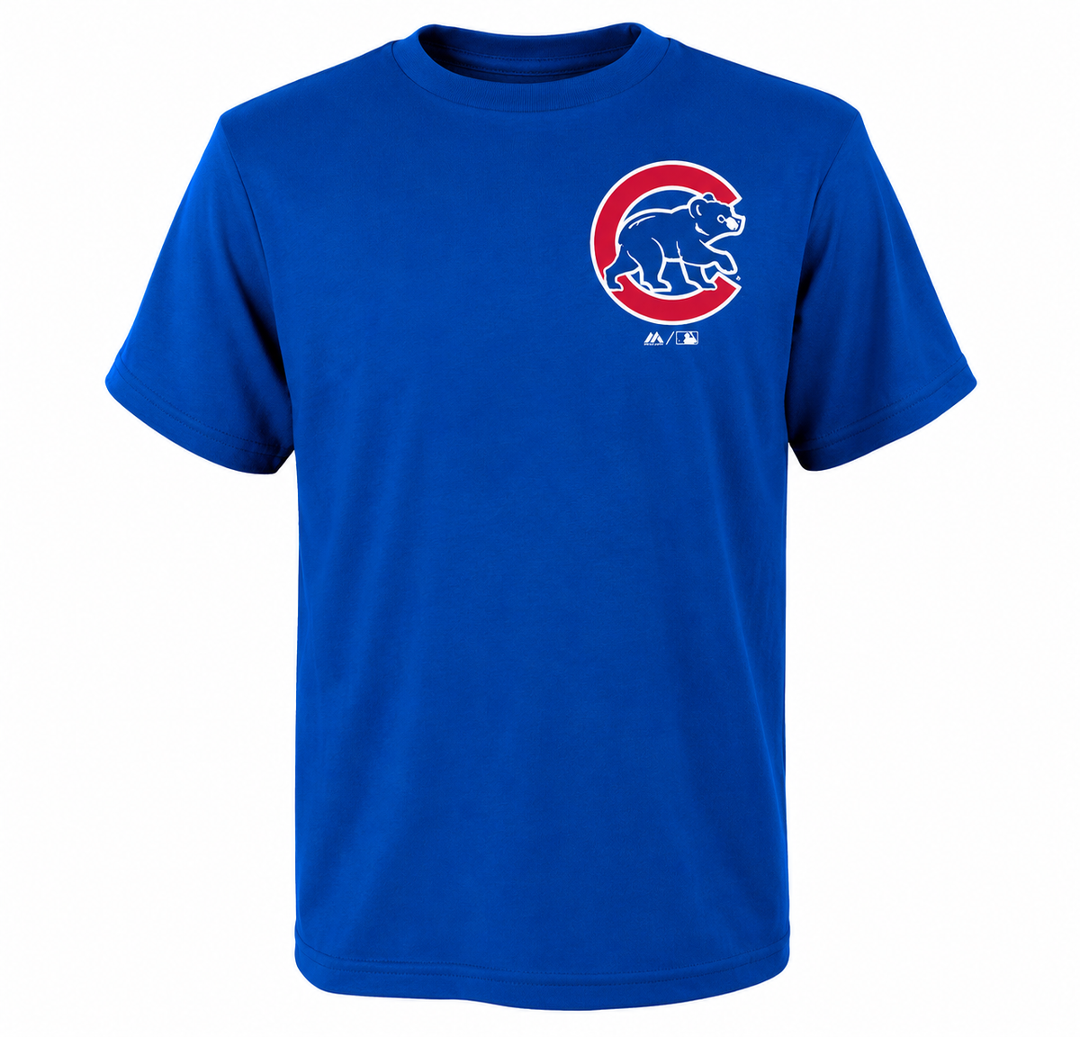 Youth MLB Chicago Cubs Majestic Royal Official Wordmark T-Shirt product image 1, provided for visual reference and product