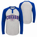 Youth Chicago Cubs MLB American Athletic Raglan Long Sleeve Henley T-Shirt product image 1, provided for visual reference