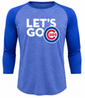 Chicago Cubs Lets Go 3/4 Sleeve Triblend Raglan T-Shirt By Majestic Threads for Men product image 1, provided for visual