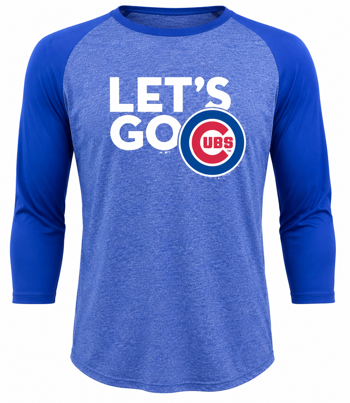 Chicago Cubs Lets Go 3/4 Sleeve Triblend Raglan T-Shirt By Majestic Threads for Men product image 1, provided for visual