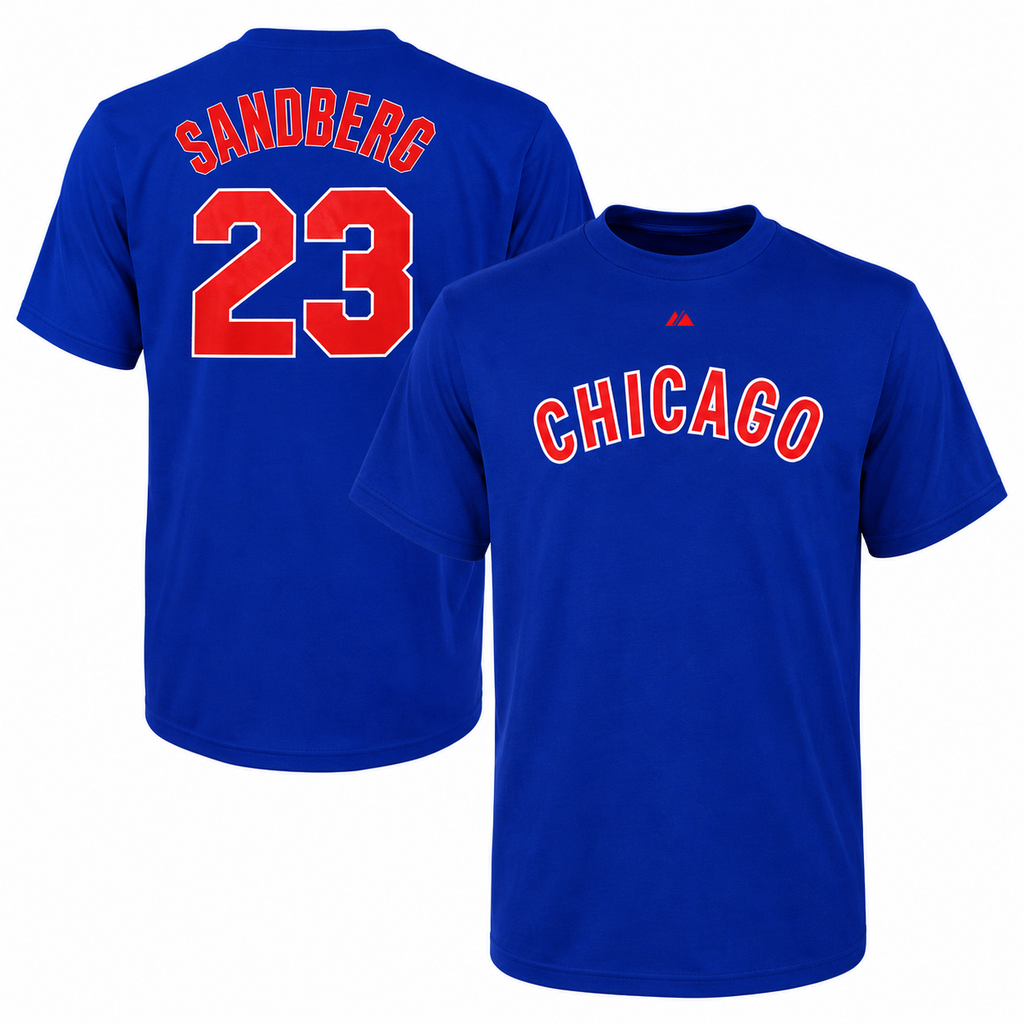 Chicago Cubs Cooperstown Ryne Sandberg Name & Number T-Shirt for Men product image 1, provided for visual reference and