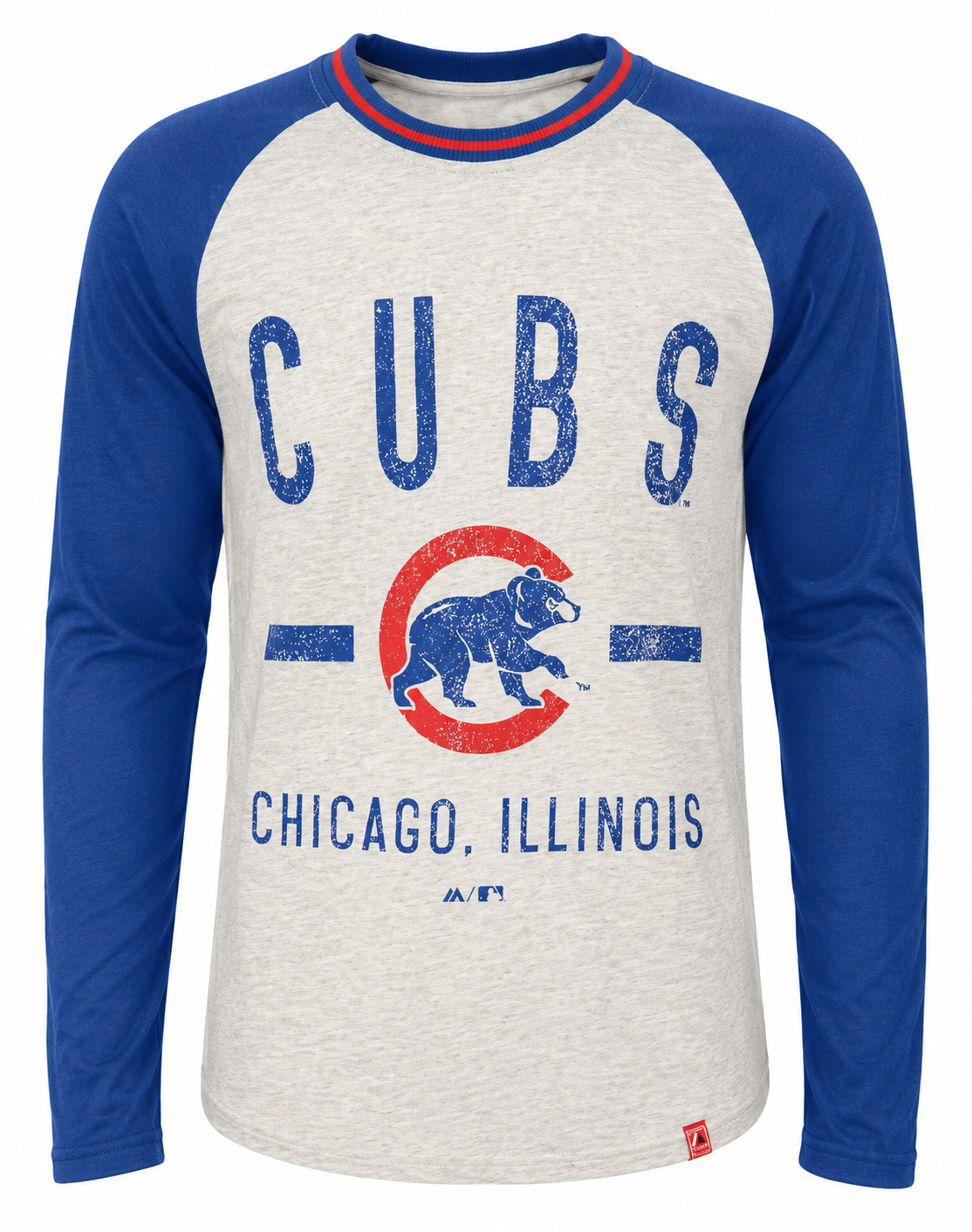 Youth Chicago Cubs Royal Majestic Long Sleeve Our Home Raglan T Shirt product image 1, provided for visual reference and