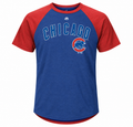 Youth Chicago Cubs 1/4 Sleeve Raglan T-Shirt product image 1, provided for visual reference and product detail review