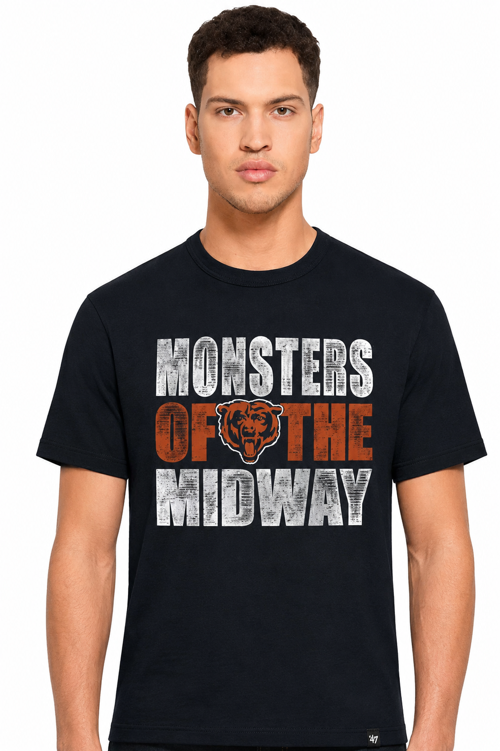Men’s Chicago Bears 47 Brand Monsters Of The Midway Navy Scrum T-Shirt product image 1, provided for visual reference and